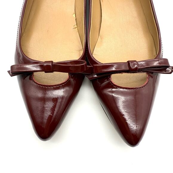 Talbots Moni Patent Leather Point Toe Heeled Flat Dark Candy Apple Red 9 - Picture 8 of 13
